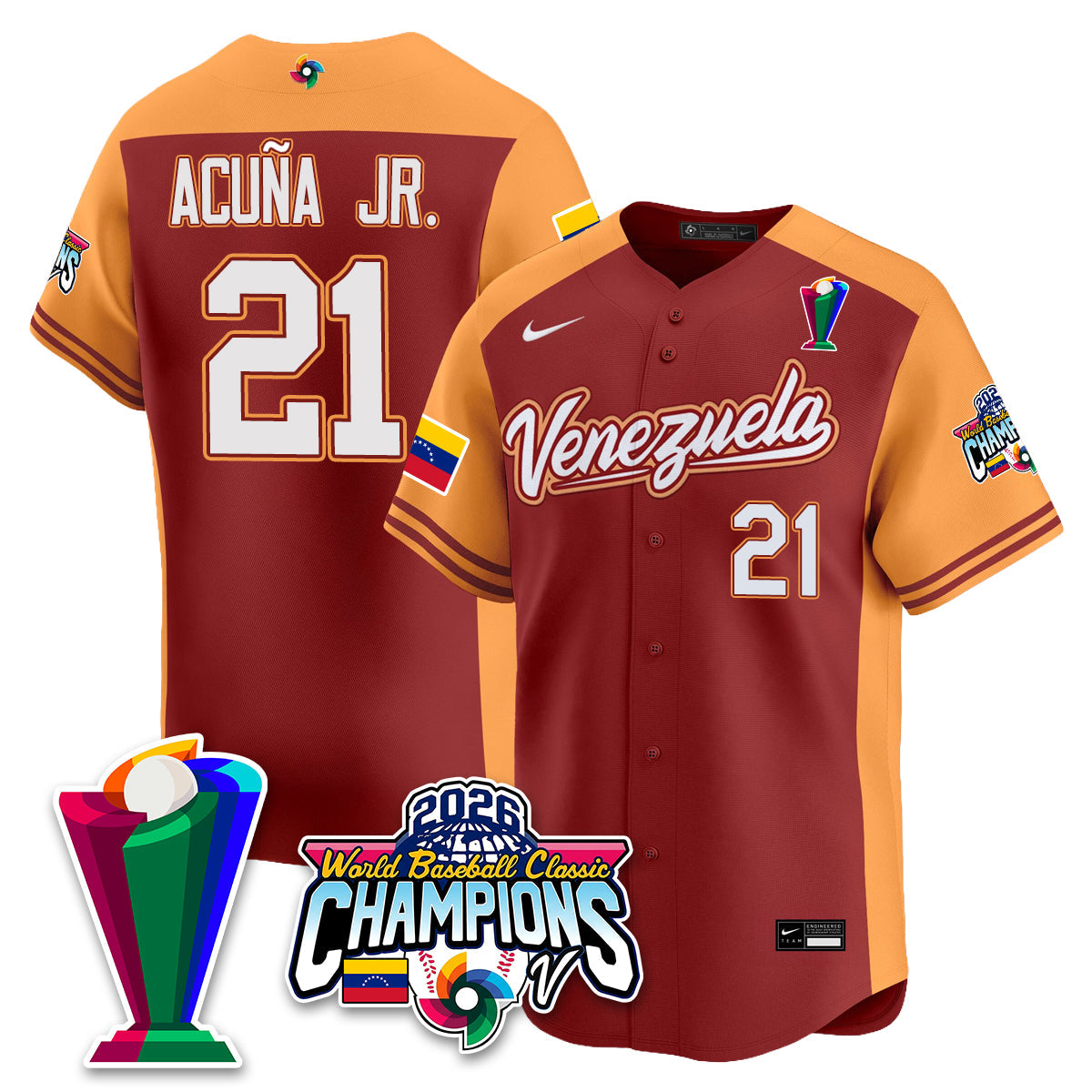 Venezuela Baseball 2026 World Baseball Classic Champions Limited Jersey V2 - All Stitched