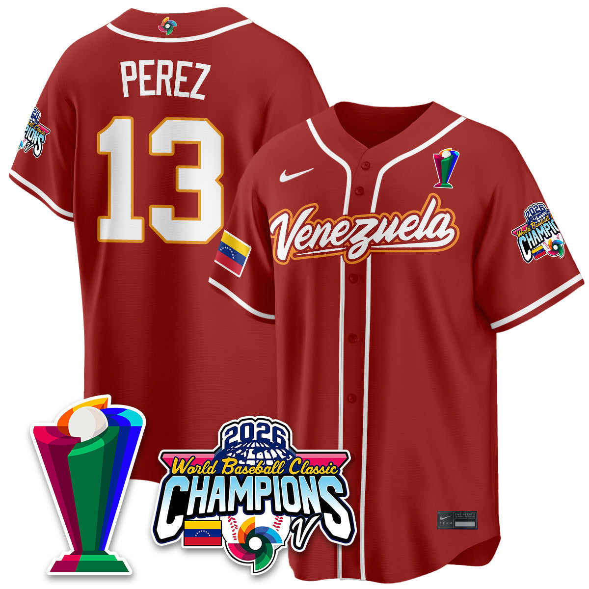 Venezuela Baseball 2026 World Baseball Classic Champions Limited Jersey V2 - All Stitched