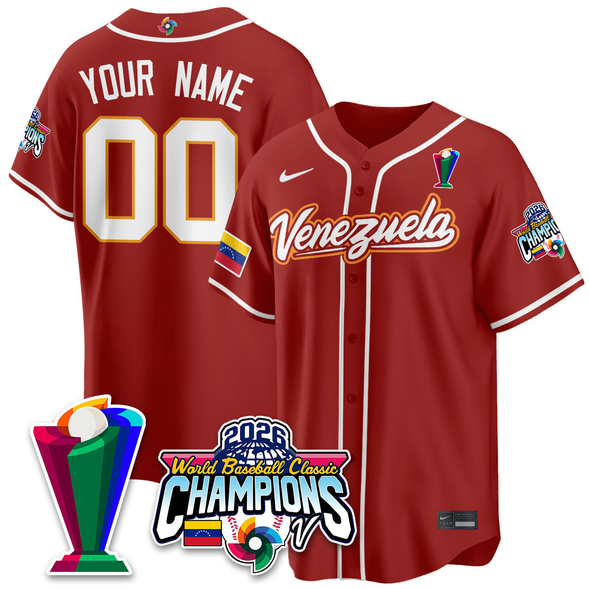 Venezuela Baseball 2026 World Baseball Classic Champions Limited Jersey V2 - All Stitched