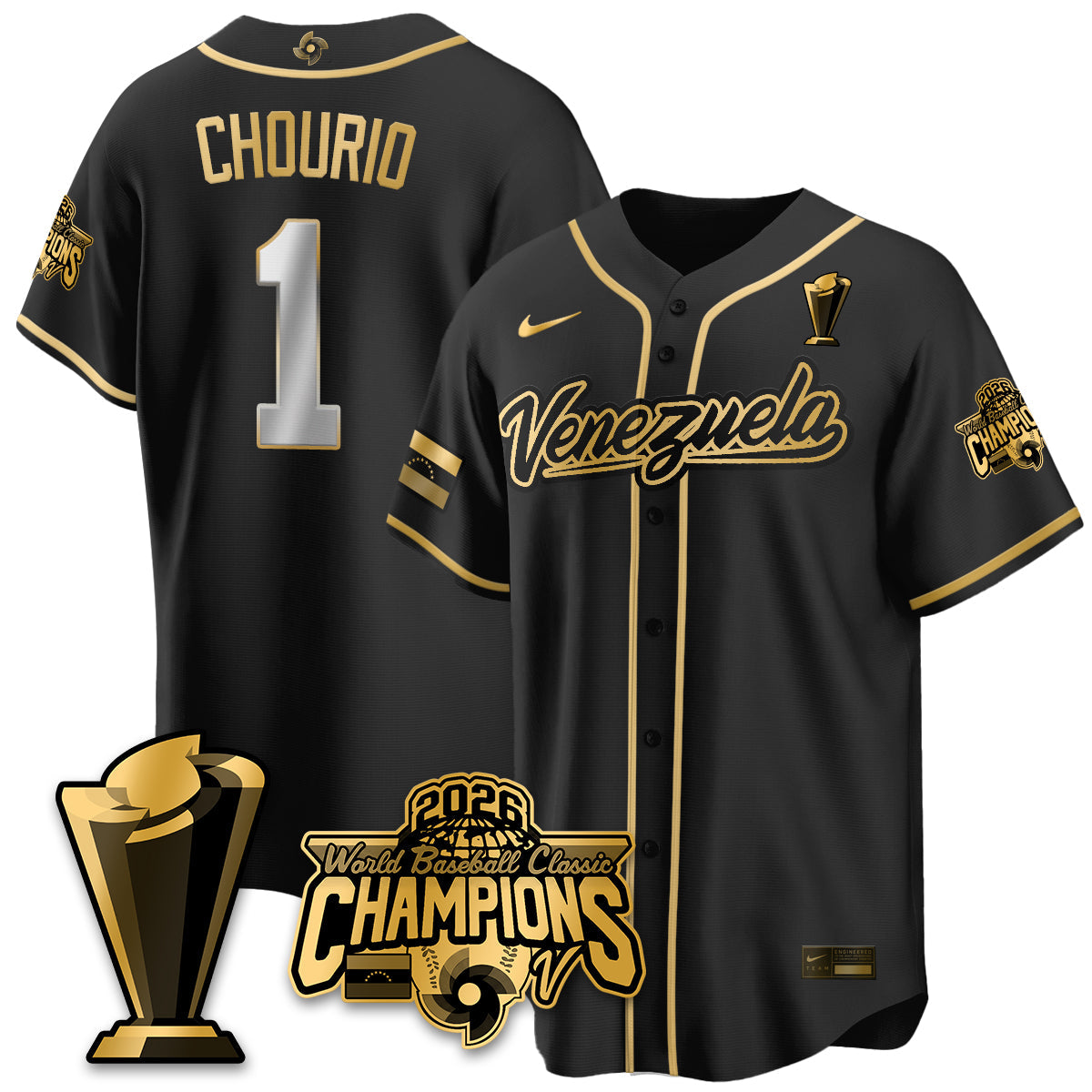 Venezuela Baseball 2026 World Baseball Classic Champions Limited Jersey V2 - All Stitched