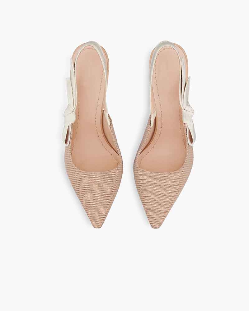 Modern Black Fabric Evening Pumps with Knot Strap Detail