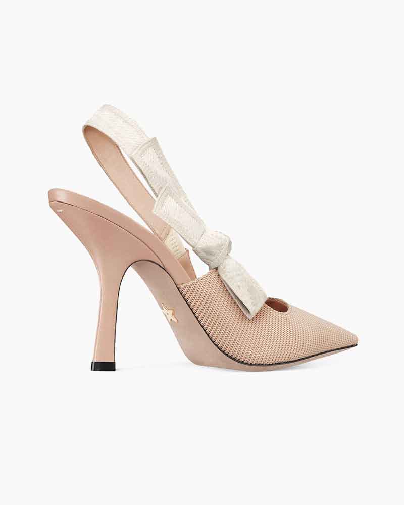 Modern Black Fabric Evening Pumps with Knot Strap Detail