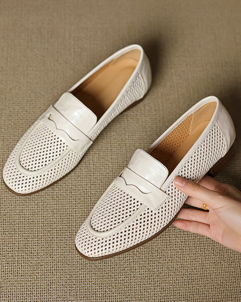 Woven Braided Leather Casual Flat Loafers