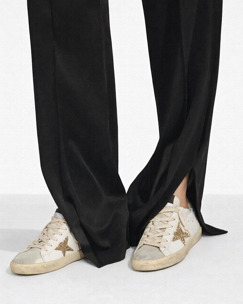 Women’s Coffee Run Leather Low-Top Gold Glitter Star Sneakers