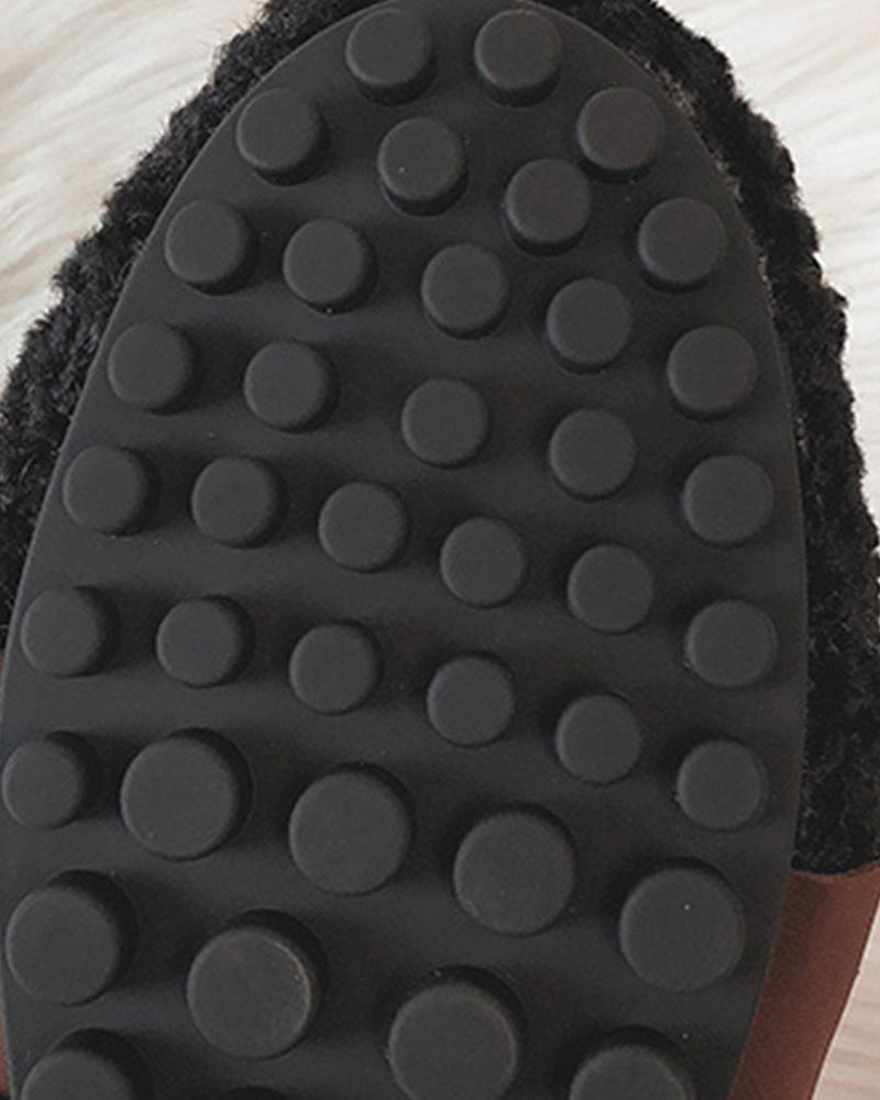 (Clean Up - US 7) Faux Lamb Wool Comfy Warm Bow Loafers