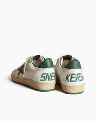 Women's White Nappa Leather Sneaker with Star and Heel Tab