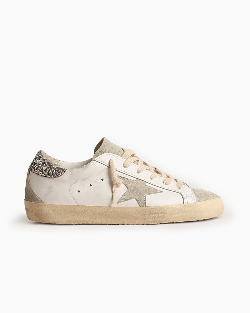 Men's White Nappa Leather Gray Star Sneakers