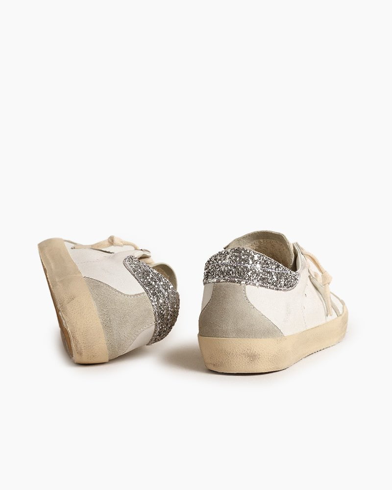 White Nappa Leather Gray Star Sneakers