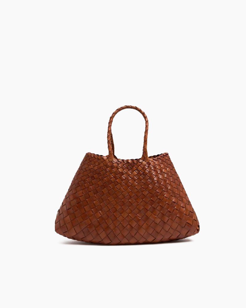 Large Brown Handbag Woven Leather Tote Bag