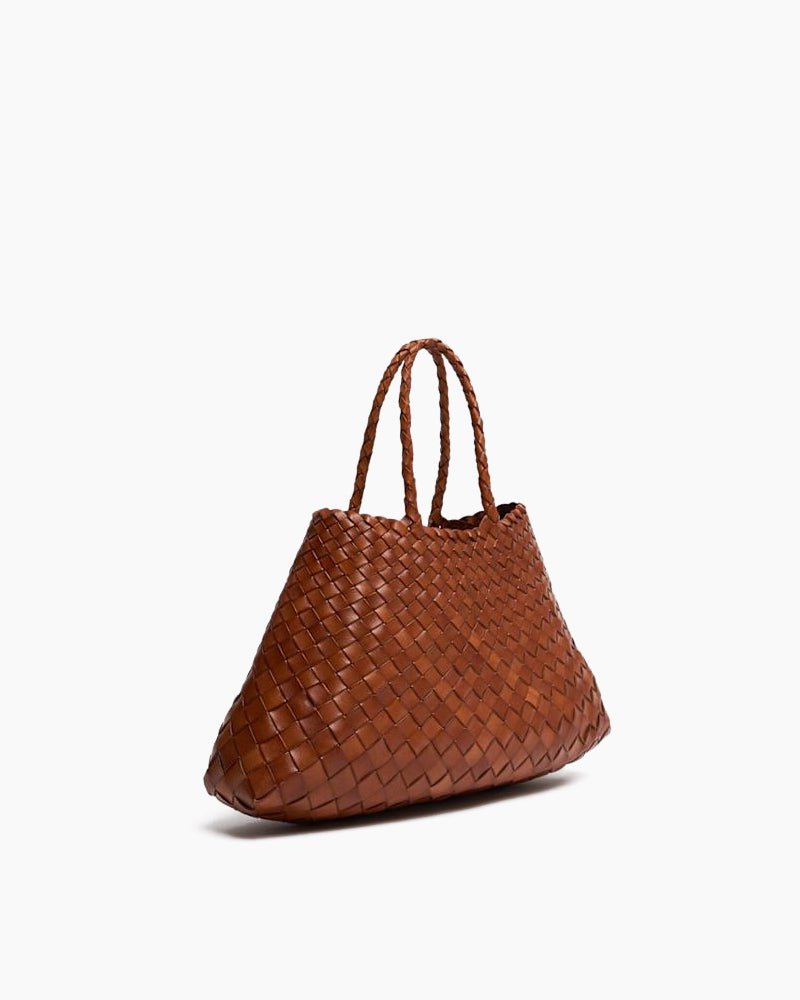 Large Brown Handbag Woven Leather Tote Bag