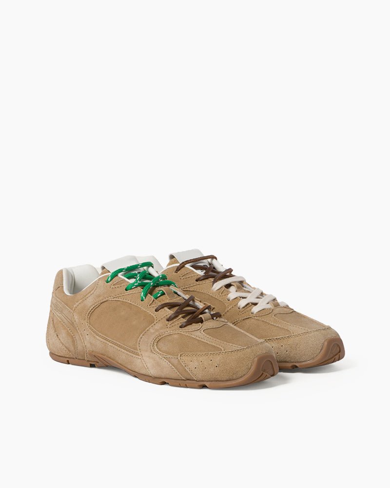 Suede Distressed Finish Mismatched Laces Sneakers