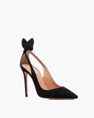 Bow Tie 100mm Suede High Stiletto Heel Pumps