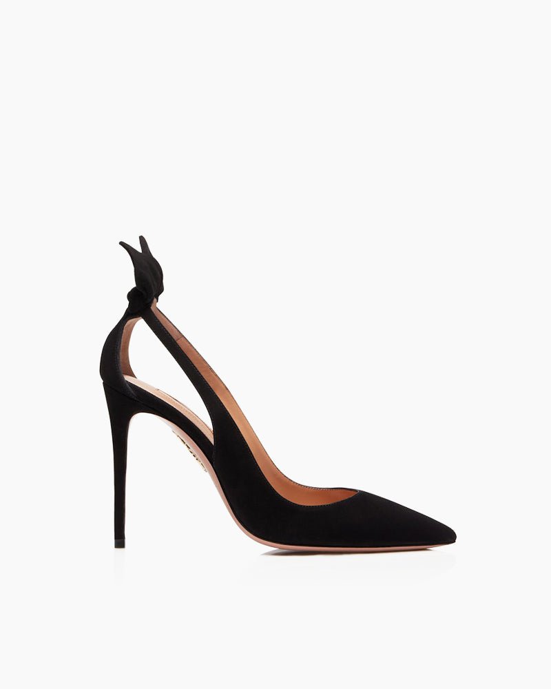Bow Tie 100mm Suede High Stiletto Heel Pumps
