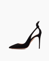 Bow Tie 100mm Suede High Stiletto Heel Pumps
