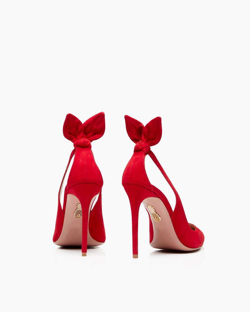 Bow Tie 100mm Suede High Stiletto Heel Pumps