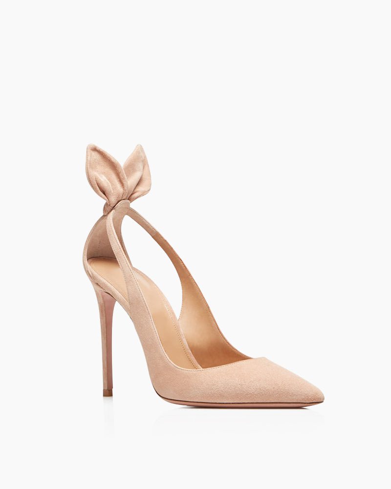 Bow Tie 100mm Suede High Stiletto Heel Pumps