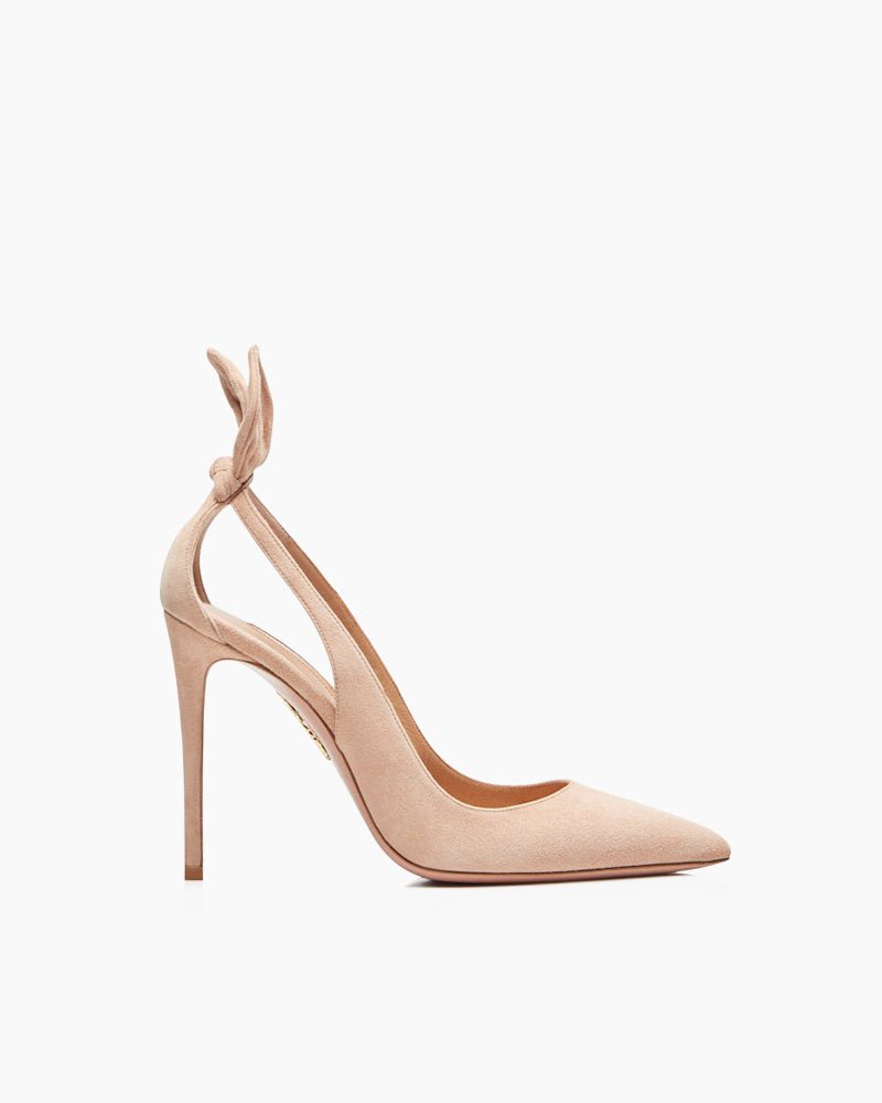 Bow Tie 100mm Suede High Stiletto Heel Pumps