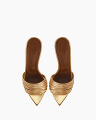Pleated Metallic Leather High Stiletto Heel Pumps
