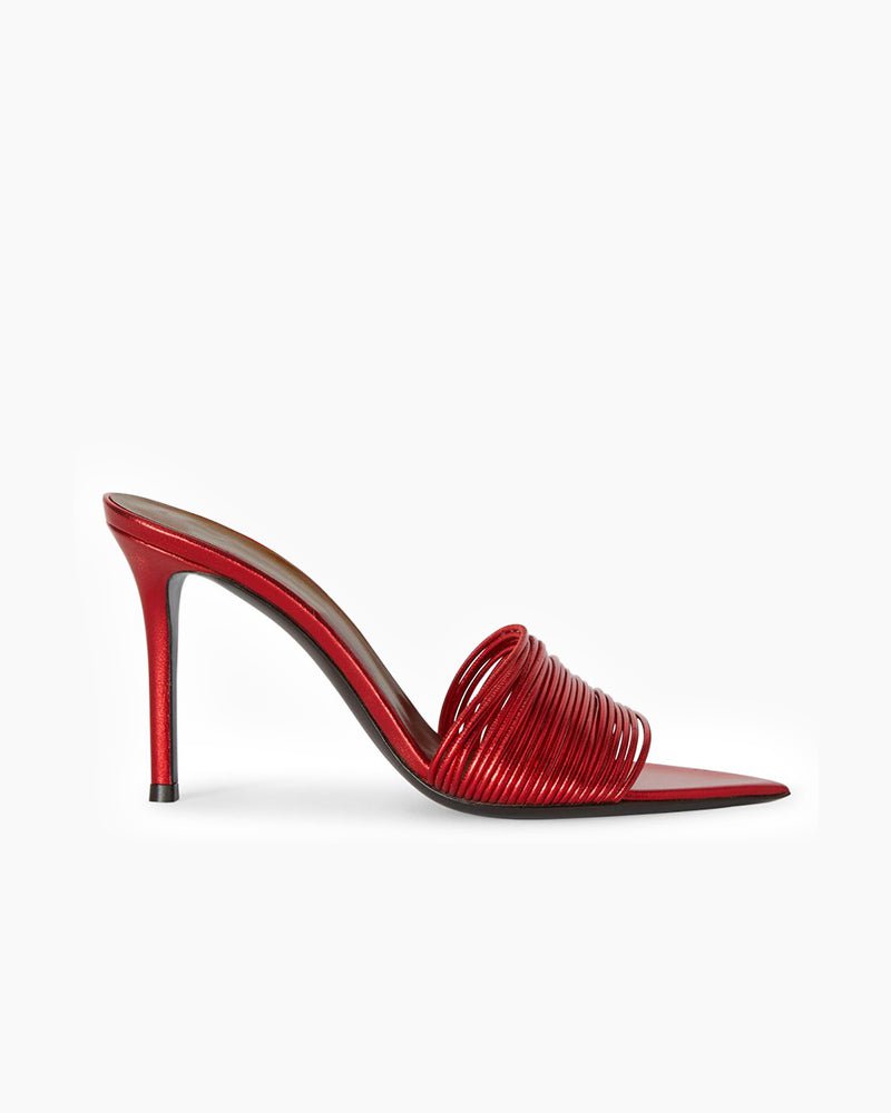Pleated Metallic Leather High Stiletto Heel Pumps