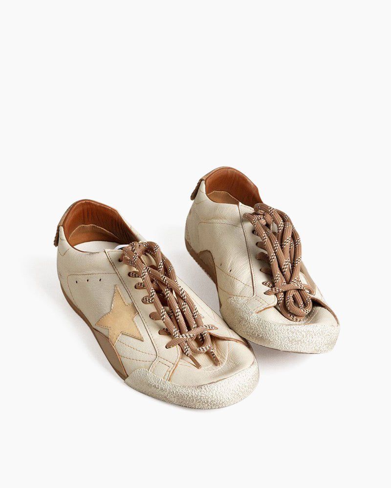 Gold Star White Nappa Leather Sneakers