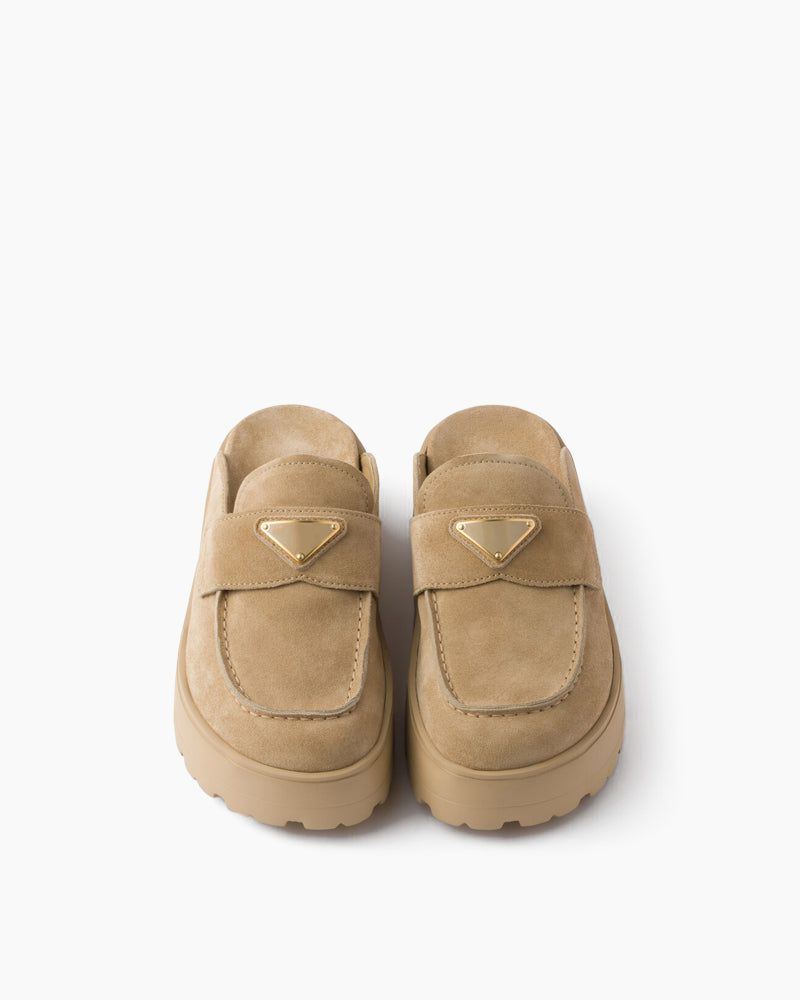 Suede flatform mules