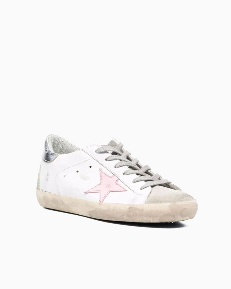 Leather Lace Up Trainers Star Detail