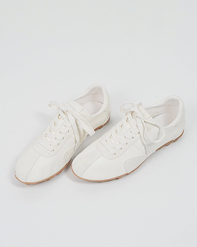 (Clean Up - US 6 / 8) Retro Suede Nappa Leather Textured Sole Sneakers