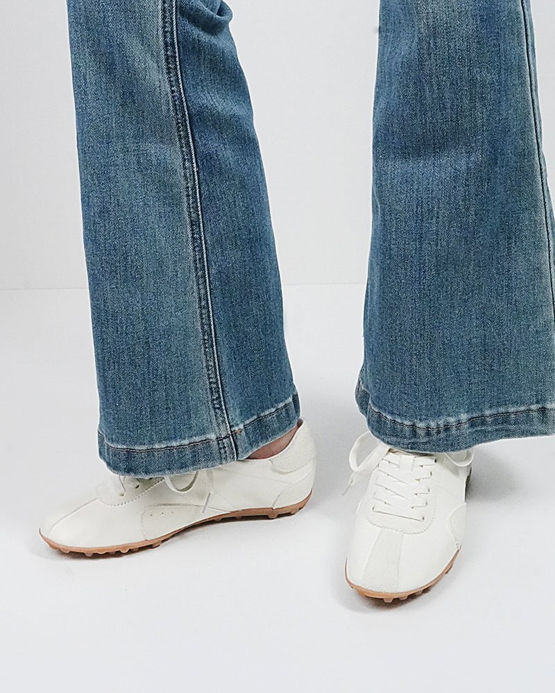 (Clean Up - US 6 / 8) Retro Suede Nappa Leather Textured Sole Sneakers