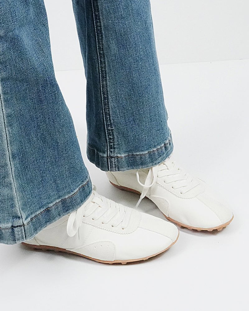 (Clean Up - US 6 / 8) Retro Suede Nappa Leather Textured Sole Sneakers