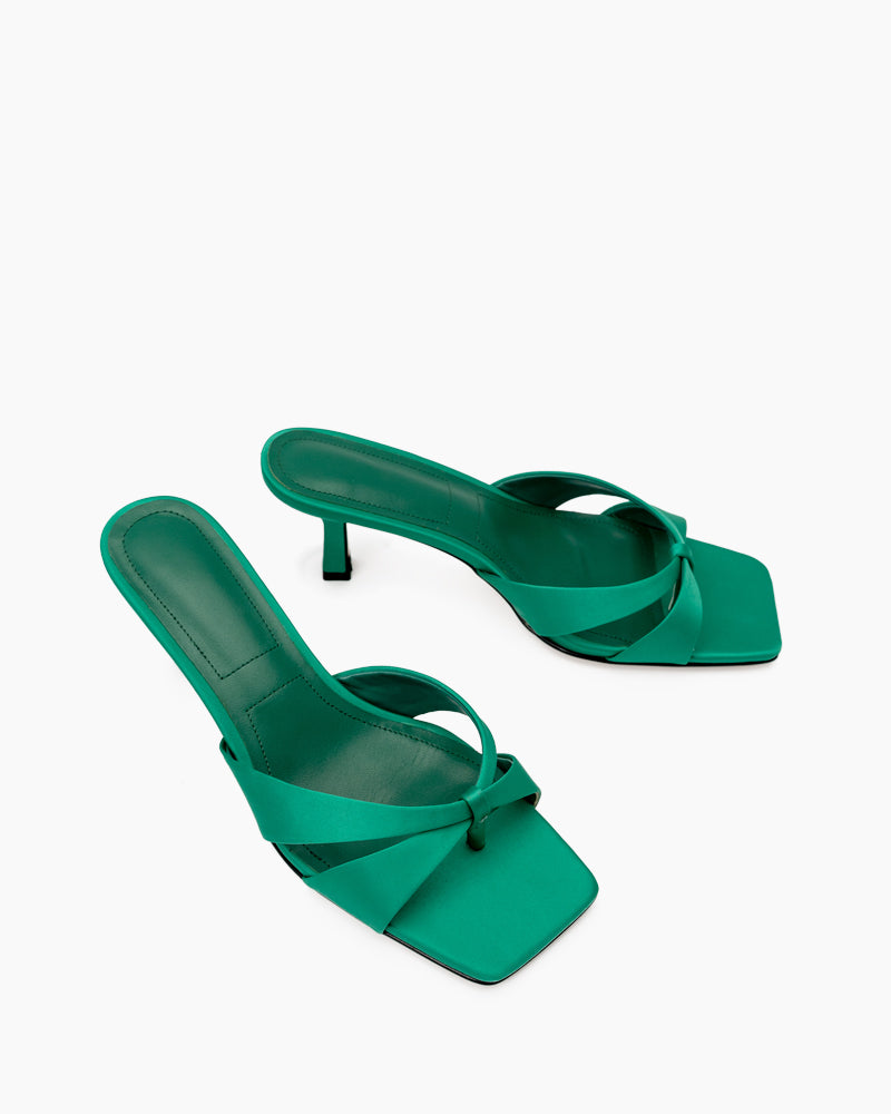 (Clean Up - US 9) Stiletto Heeled Thong Kitten Heel Sandals