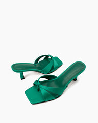 (Clean Up - US 9) Stiletto Heeled Thong Kitten Heel Sandals