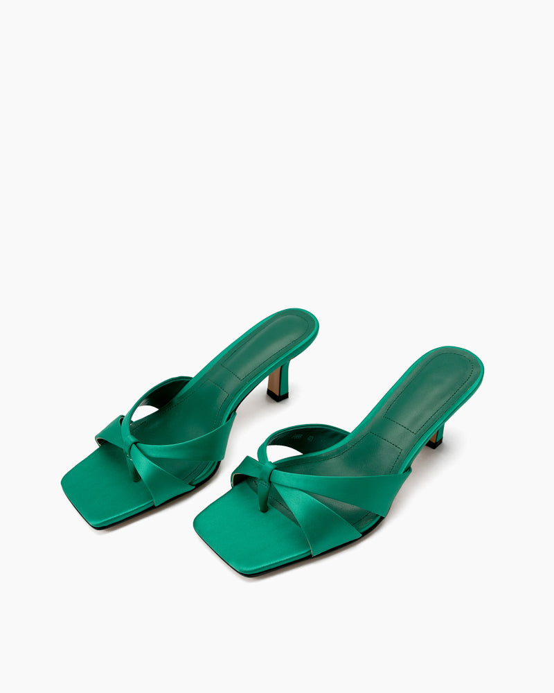 (Clean Up - US 9) Stiletto Heeled Thong Kitten Heel Sandals