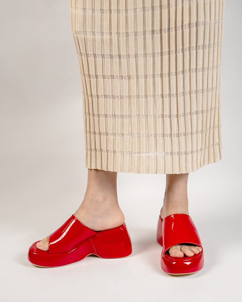 (Clean Up - US 7/ US 7.5) Patent Leather Sexy Wedge High Heel Platform Sandals