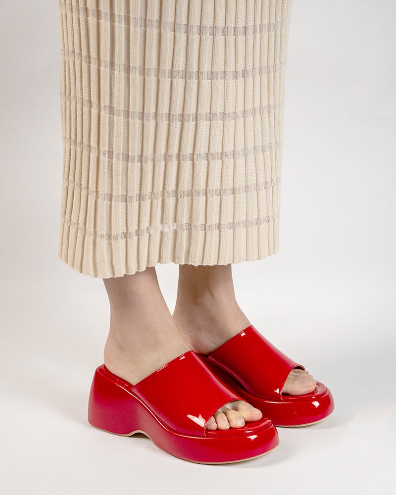 (Clean Up - US 7/ US 7.5) Patent Leather Sexy Wedge High Heel Platform Sandals