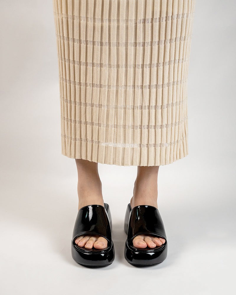 (Clean Up - US 7/ US 7.5) Patent Leather Sexy Wedge High Heel Platform Sandals