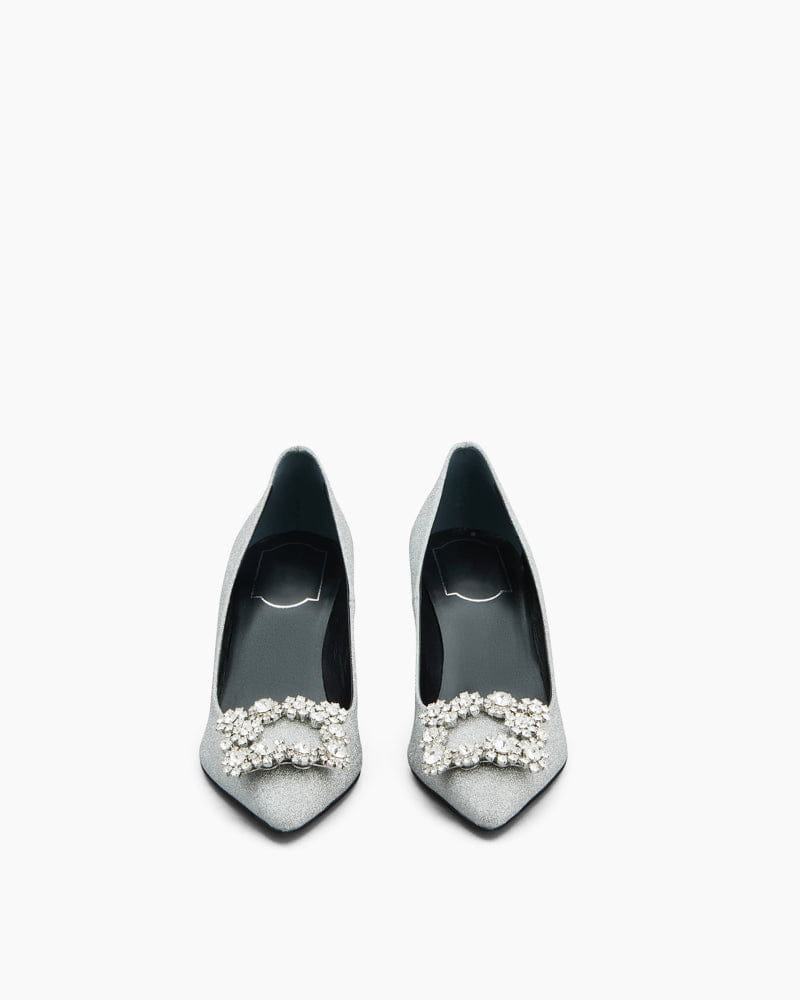 Women‘s Crystal Bloom Satin Heels