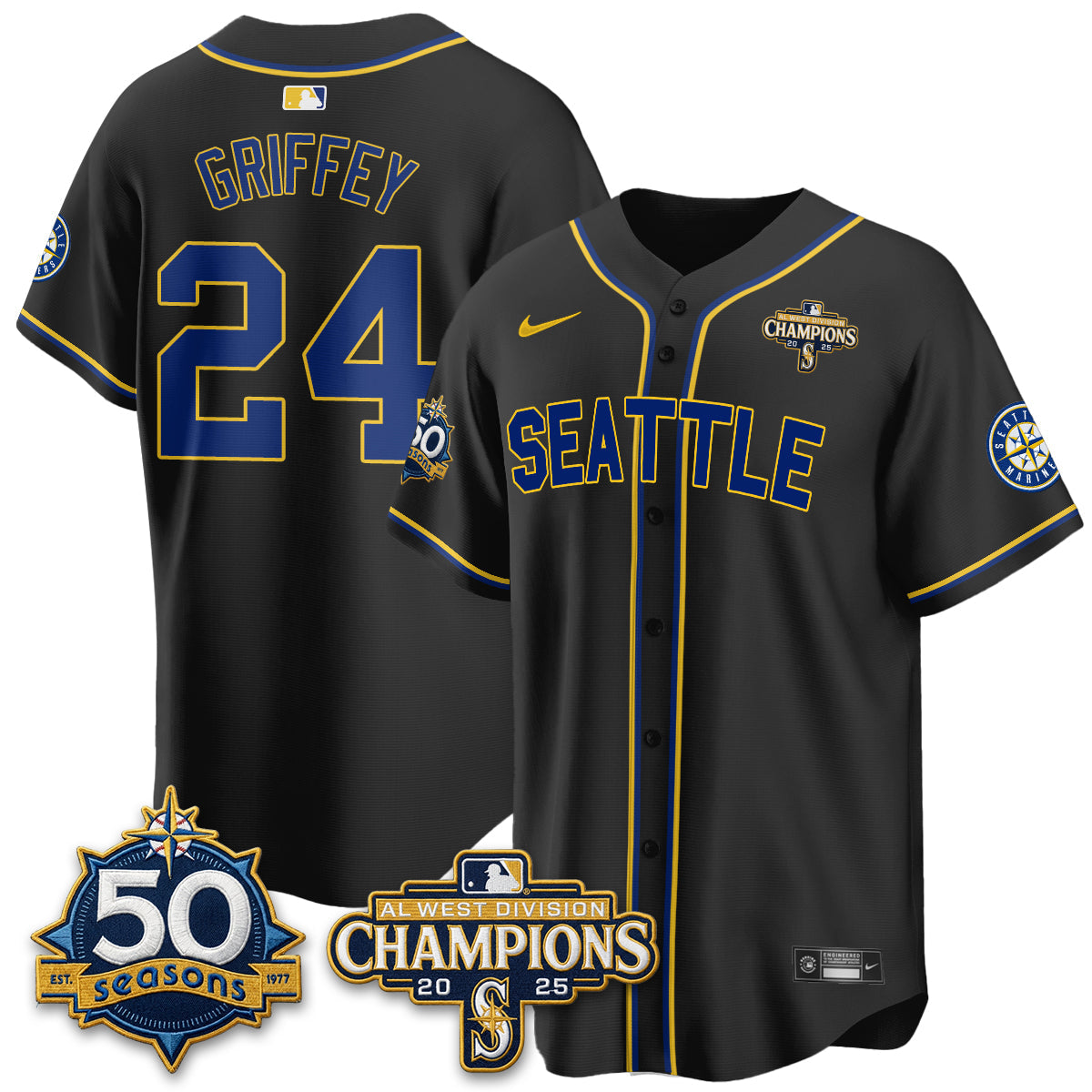 SEA 50th Anniversary Black Out Style Vapor Premier Limited Jersey - All Stitched