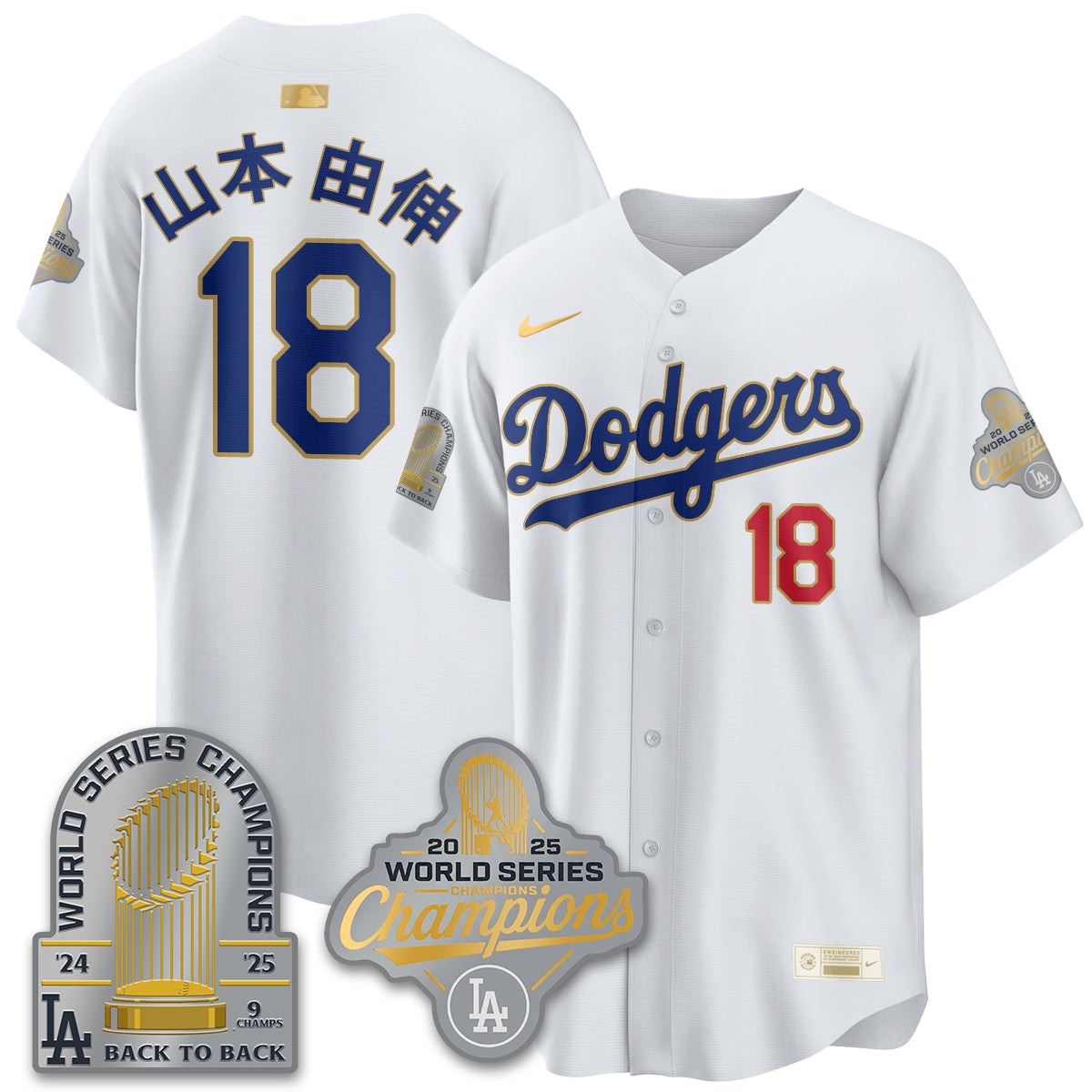 LAD Gold Collection Stadium Vapor Limited Jersey - 9x Champs - All Stitched