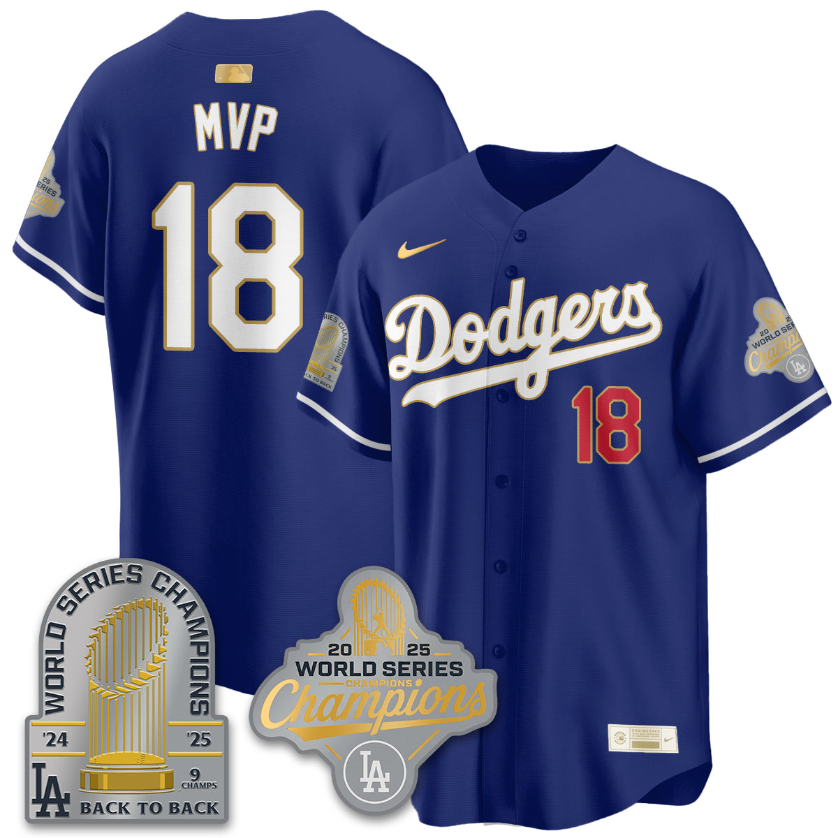 LAD Gold Collection Stadium Vapor Limited Jersey - 9x Champs - All Stitched
