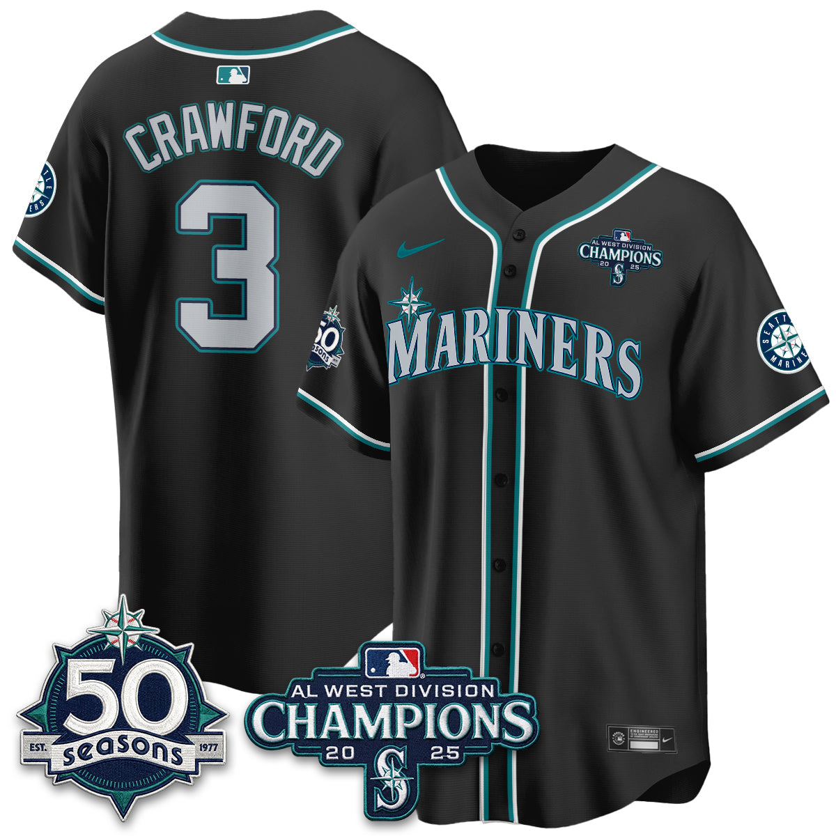 SEA 50th Anniversary Black Out Style Vapor Premier Limited Jersey - All Stitched