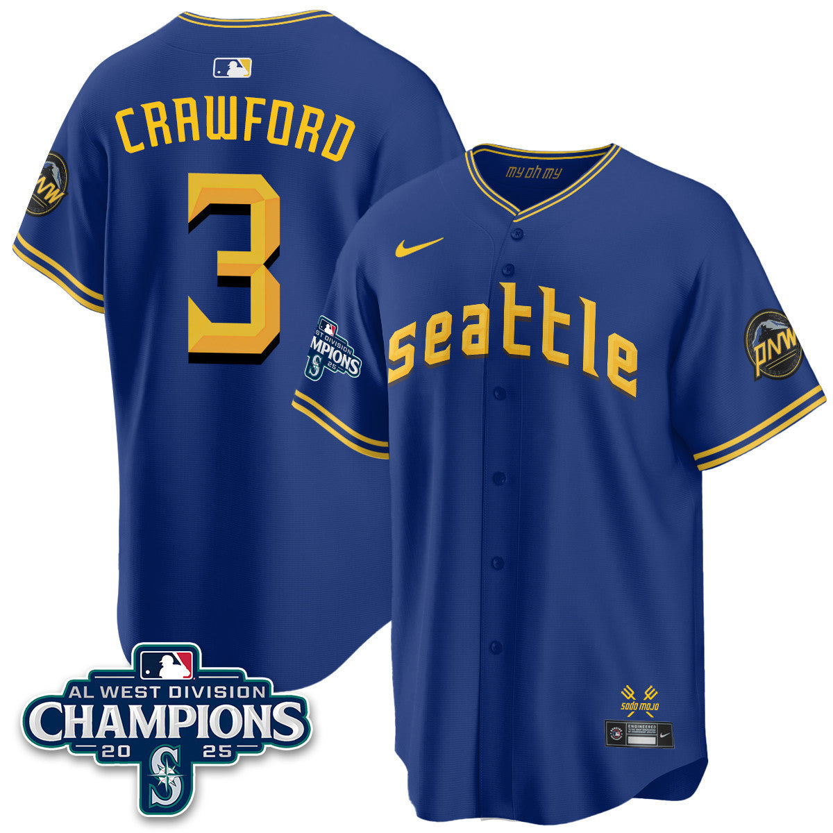 SEA 2025 AL West Division Champions Jersey - All Stitched