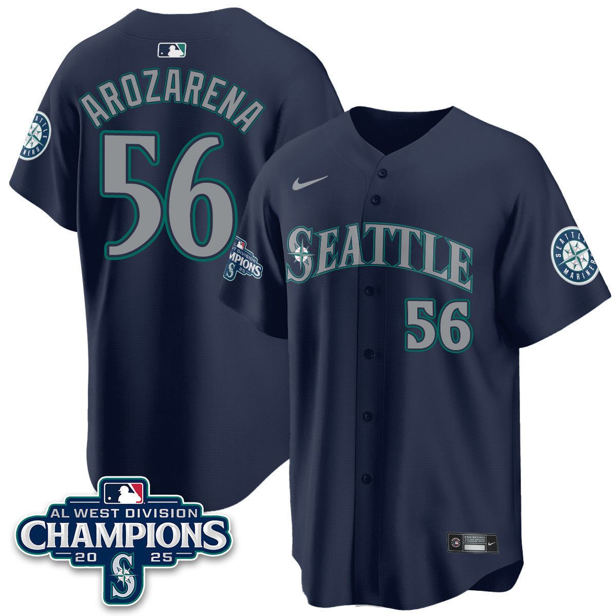 SEA 2025 AL West Division Champions Jersey - All Stitched