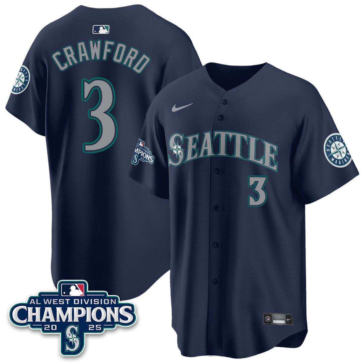 SEA 2025 AL West Division Champions Jersey - All Stitched