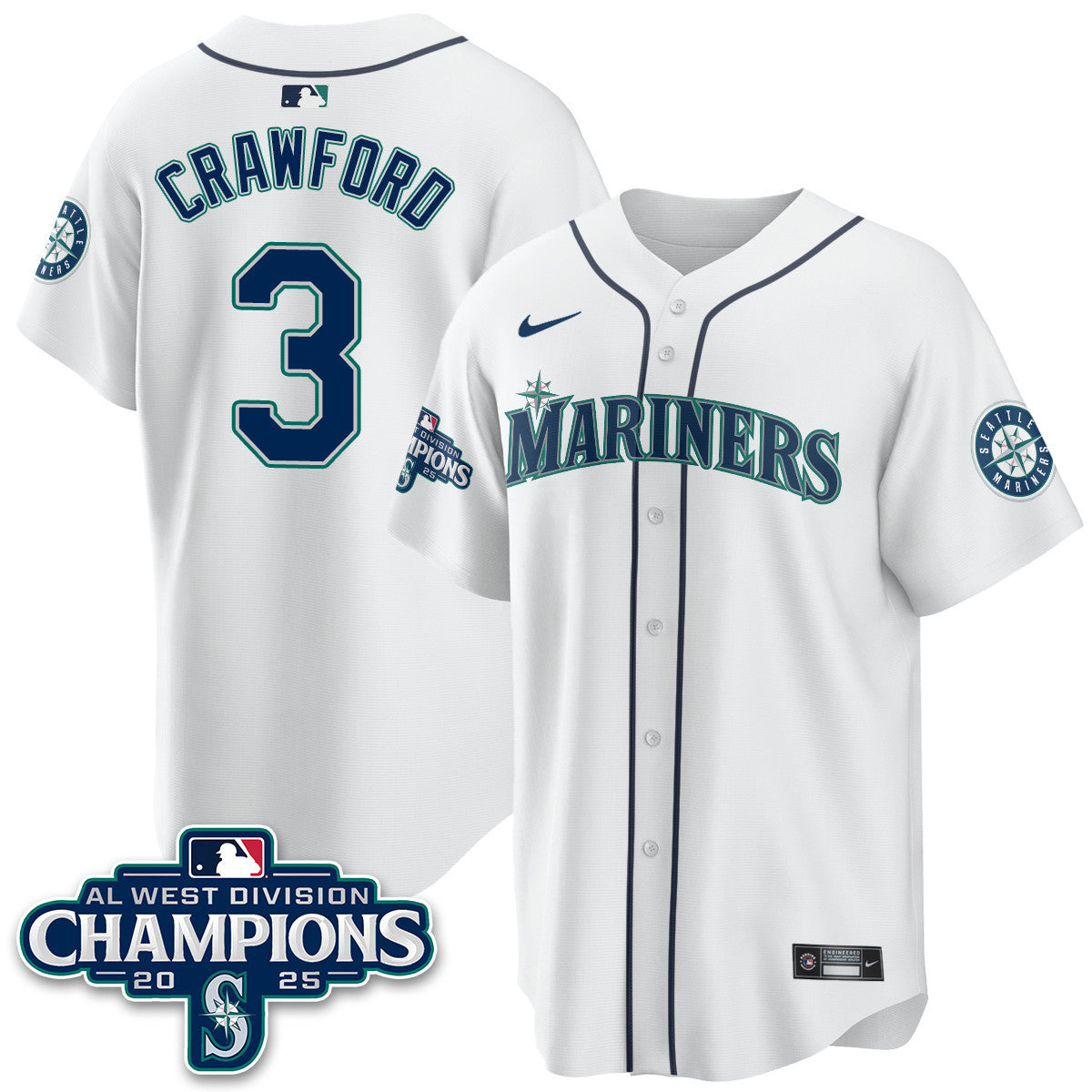 SEA 2025 AL West Division Champions Jersey - All Stitched