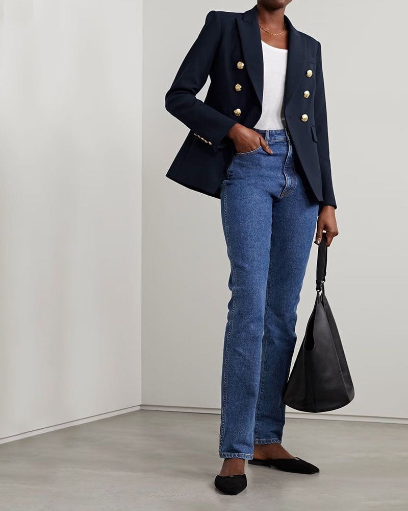 Double-breasted Grain De Poudre Blazer