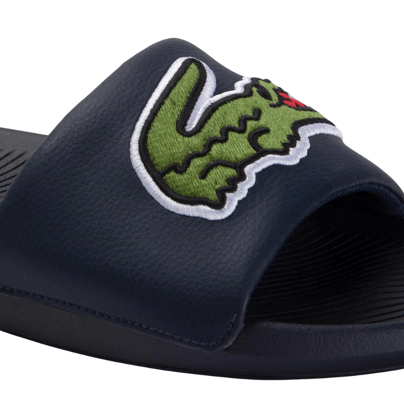 Lacoste Croco Synthetic and PU Slides 'Black' - Men's