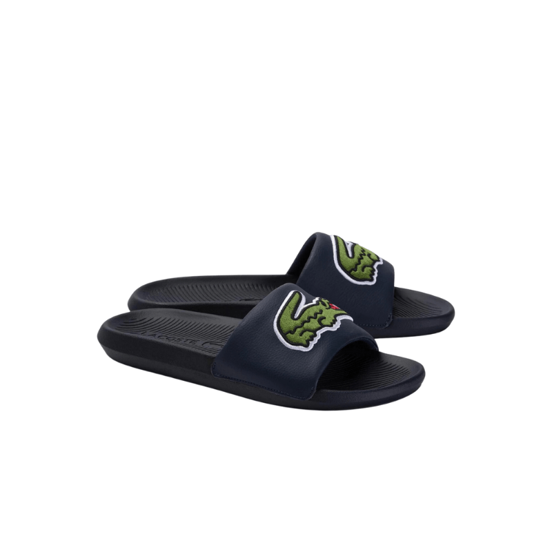 Lacoste Croco Synthetic and PU Slides 'Black' - Men's