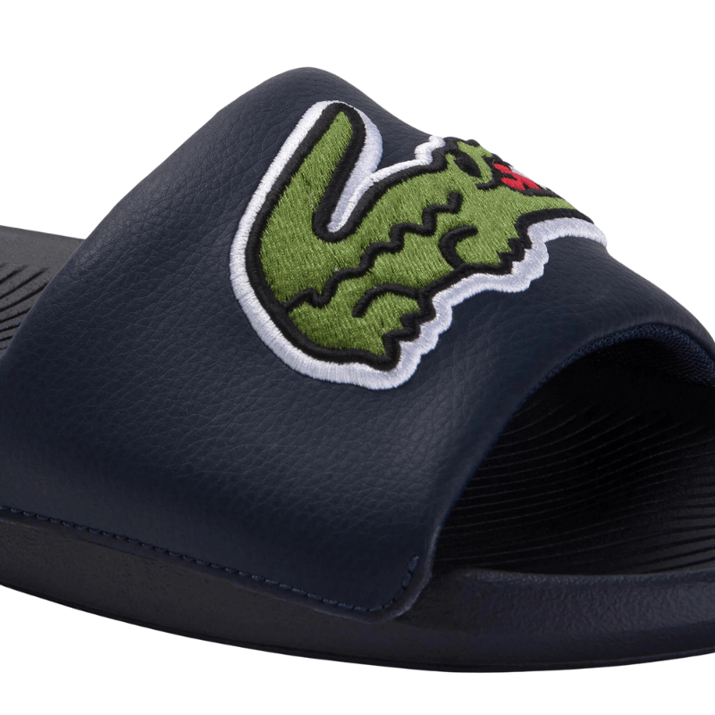 Lacoste Croco Synthetic and PU Slides 'Black' - Men's